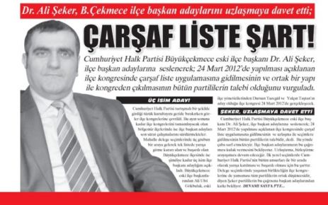 ÇARŞAF LİSTE ŞART!