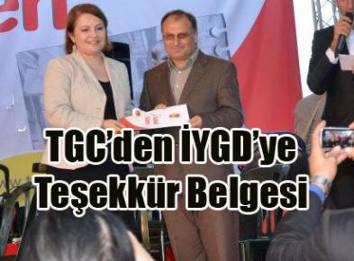 TGC’den Teşekkür Belgesi