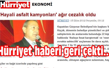 HÜRRİYET HABERİ GERİ ÇEKTİ!