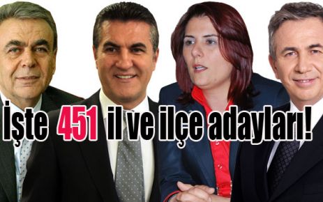 İşte 451 il ve ilçe adayları