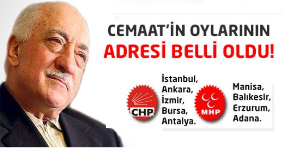 İşte Cemaat oylarının adresi!