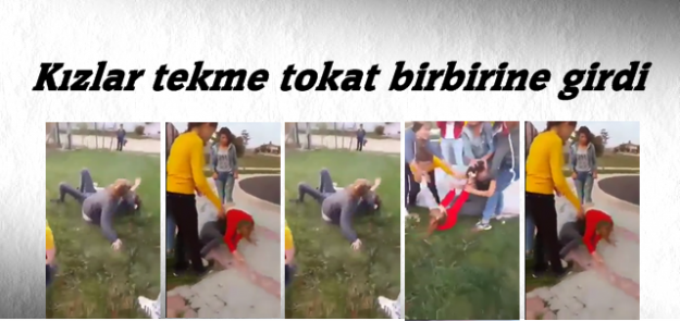 Kızlar kavga etti, erkekler kameraya çekti!