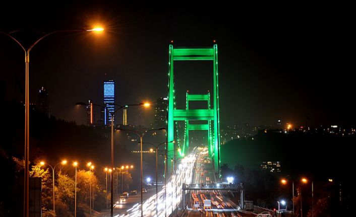 İstanbul'un köprüleri 'serebral palsi' farkındalığı için yeşile büründü