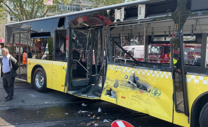 Otobüs ile tramvay çarpıştı: 6 kişi yaralandı