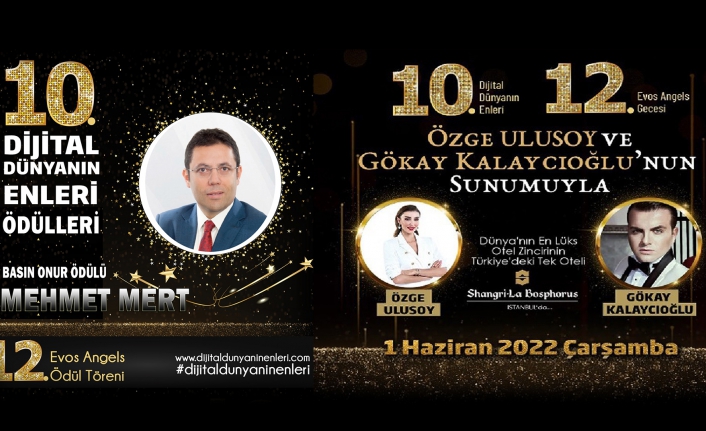 Dijital Dünyanın Enleri Ödül Töreni’nde Mehmet Mert’e yılın meslek örgüt başkanlığı ödülü