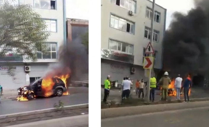 Otomobilini yakıp bıçakla polise saldıran şahıs vurularak öldürüldü!